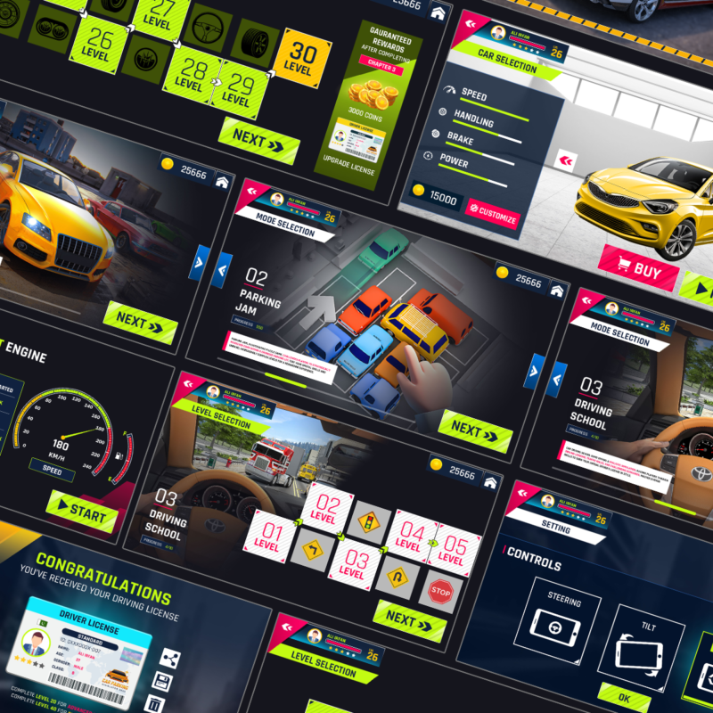 Car Driving Simulator UI Design