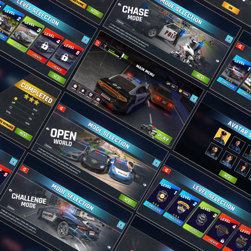 Police Car Chase UI/UX Design