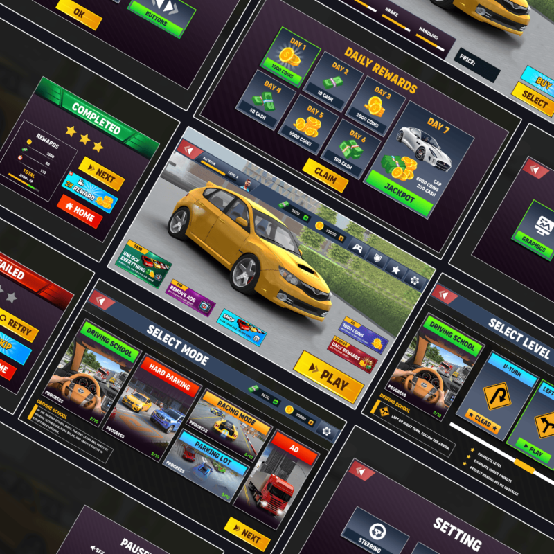 Taxi Driver Game UI Design